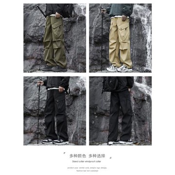 回力美式加絨加厚沖鋒褲子男款冬季防風防水登山褲男士休閑工裝褲
