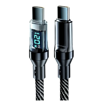 小麥購物 TypeC-TypeC數顯充電線 120W Y860  黑色  2條  1m