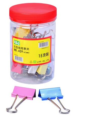 LIFE 徠福 NO.409 彩色長尾夾 彩色兩用票夾 (41mm) (15入/筒)【APP滿額下單10%點數(單一帳號最高5000點)】1/31止