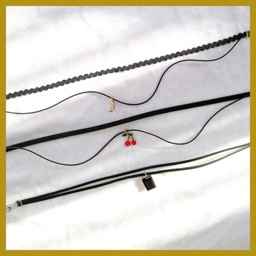 黑色雙層Choker項鏈 簡約櫻桃頸帶 黑曜石吊墜僊女頸鏈 性感鎖骨鏈女
