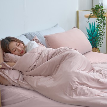 【廠商直送】戀家月涼冰涼紗枕套床包組-藕紫-雙人