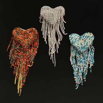 手工釘珠水鉆吊鏈流蘇愛心形春季款服裝包飾輔料手機殼配件布貼