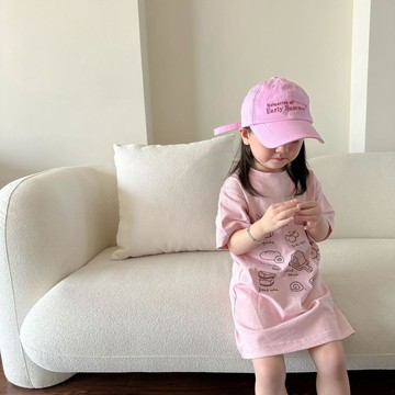 🎀biubiu童裝🎀森系女童中長款T恤裙夏季新款兒童洋氣卡通寶寶可愛短袖連衣裙子