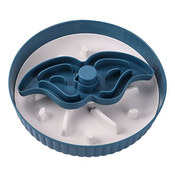 寵物夢工廠 旋轉慢食碗  鬍子款 藏青藍色  1個