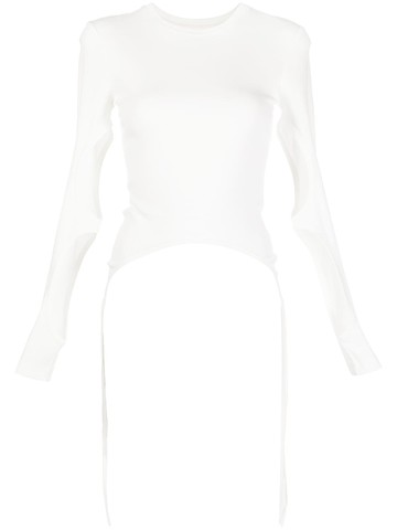 Dion Lee - Split Tie long-sleeved T-shirt - women - Cotton - L - White
