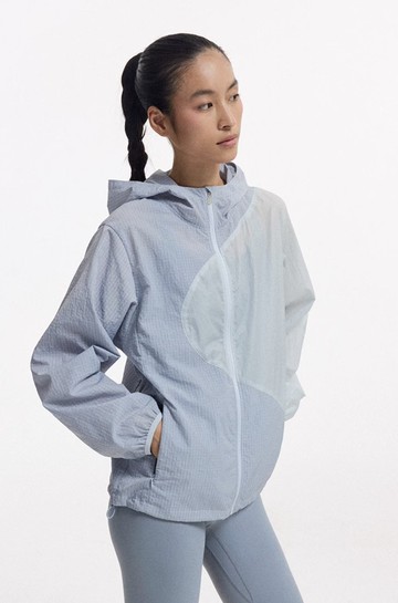 太極拼接 格子肌理防曬連帽外套