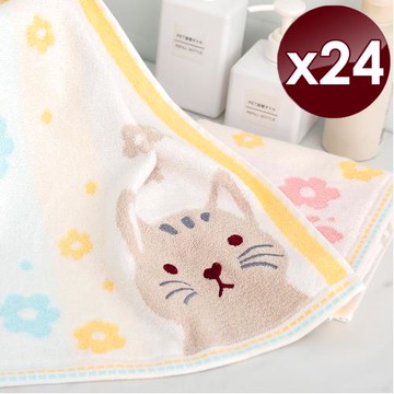 QIDINA 【HKIL-巾專家】日系櫻花貓純棉毛巾X24-MS