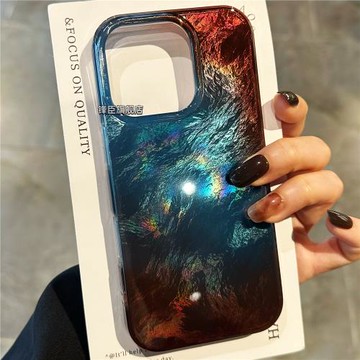 高級感藍咖色暈染適用蘋果16promax小眾風不撞手機殼蘋果16新款15pro max女神款14創意時尚13/12漸變色潮ins