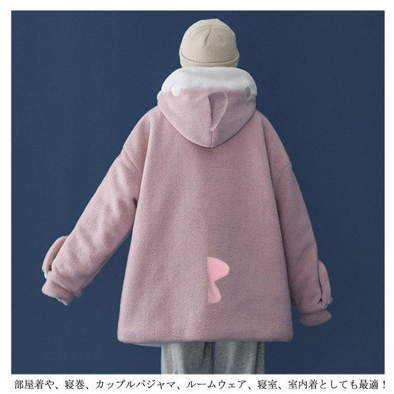 オーバーサイズ サメ プルパーカー ペアルック ルームウェア 秋冬 パーカー