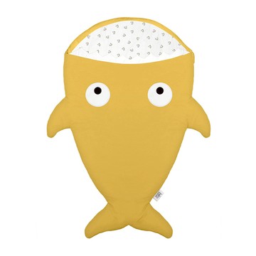 鯊魚咬一口 BabyBites｜(輕量版)100%純棉手作嬰幼兒睡袋/防踢被/包巾－芥末黃