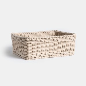 奧可利霧紋手工編織置物籃MH 長形奶茶