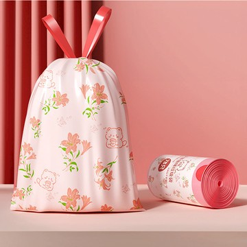 百合香氛加厚免撕抽繩手提垃圾袋 78入/卷 百合香