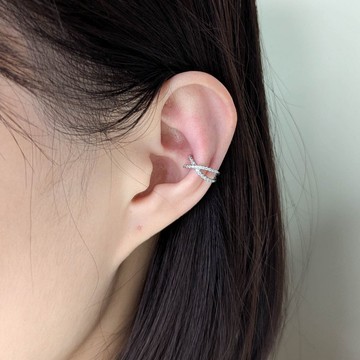 *無耳洞耳骨夾系列* S925純銀-X交叉耳骨夾