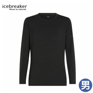 【Icebreaker 紐西蘭 男 Core Heavyweight 圓領長袖上衣《黑》】IB0A575J/登山/內搭衣
