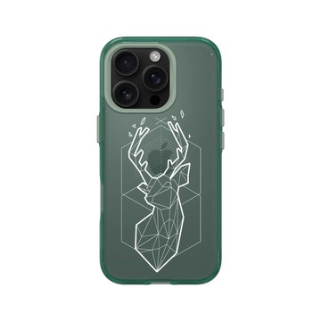 iPhone 16 Pro Clear 憂墨綠 - Animal Silhouette / 動物剪影 - 幾何-北歐系列/白鹿