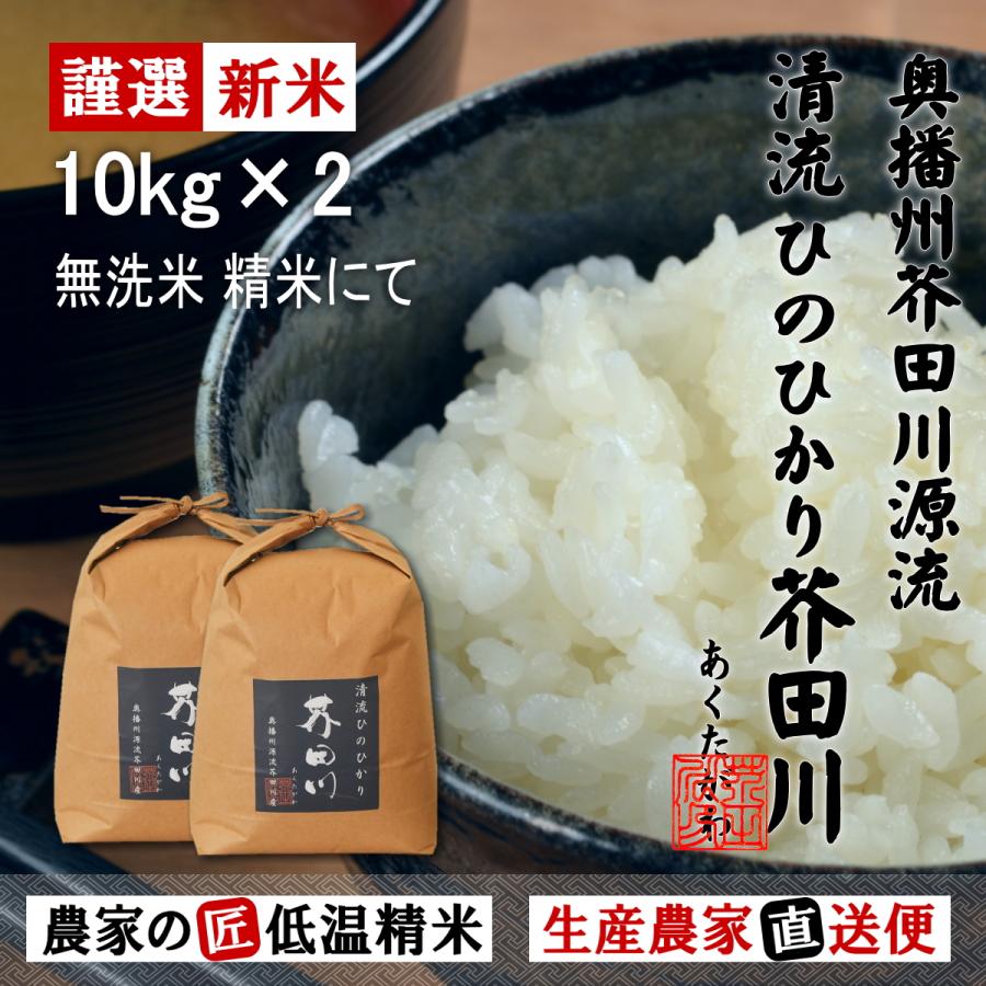 新米 お米 10kg×2 20kg 送料無料 無洗米精米にてお届け 清流ひのひかり芥田川 令和5年産 生産農家 産地直送便 低温無洗米精米 お米ギフト 贈答