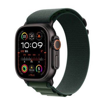 Apple Watch Ultra 2 GPS + LTE 49 mm黑色鈦金屬錶殼配深綠色高山錶環