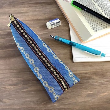 【鎖鏈圖案】畳緣 四面體 筆袋 鍊子 鎖鏈 藍色 羈絆 連結