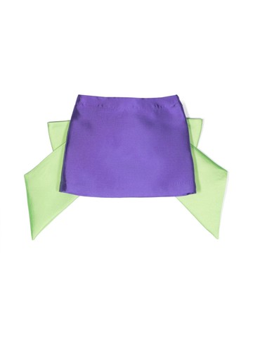 Douuod Kids - oversize-bow satin-finish miniskirt - kids - Polyester - 8 yrs - Purple
