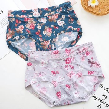 彩田冰絲內褲女中腰石墨烯抑菌襠高腰大碼速干包臀印花寬邊短褲頭