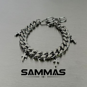 SAMMAS鈦鋼十字架手鏈古巴手錬ins那女潮牌復古手環冷淡風嘻哈情侶手鏈小眾配飾
