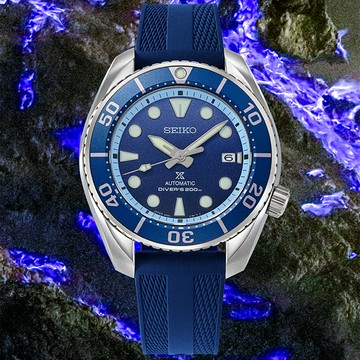 SEIKO 精工 Prospex 亞洲限量款 印尼藍火火山 200米潛水機械錶-45mm(SPB543J1/6R35-03N0B)