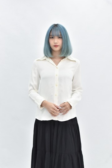 (S) zara 排扣白色襯衫上衣
