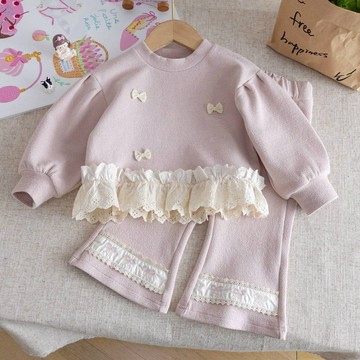 【新品上新】女童套裝春秋新款兒童洋氣甜美秋季女寶寶時尚休閒長袖兩件套 女童秋裝套裝 洋氣韓版長袖長褲套裝 兒童兩件套