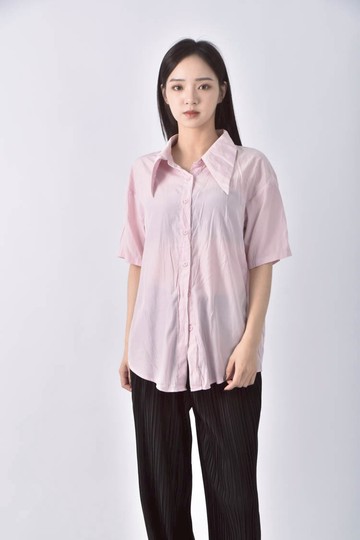 (M) pazzo寬鬆粉色襯衫上衣