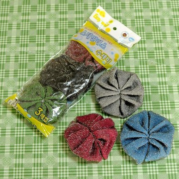 韓國鋼絲抹布刷鍋洗碗棉蝴蝶結銀絲去污洗碗布可代替鋼絲球 3個裝 韓國菜瓜布 洗碗海綿 廚房抹布 絲瓜抹布 清潔布 去汙