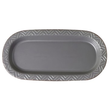 Homely Zakka 北歐現代輕奢風幾何啞光釉陶瓷魚盤  20.5cm  灰藍色  1個