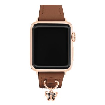 COACH Apple Watch 錶帶 38/40mm 適用 蝴蝶吊飾皮錶帶 送禮推薦-咖啡色(不含手錶)