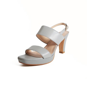 KOKKO俐落修身寬字帶後繫帶涼鞋灰藍色