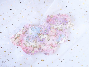 嬰兒波浪形 圍兜口水巾口水肩 - 獨角獸 紫粉紅色