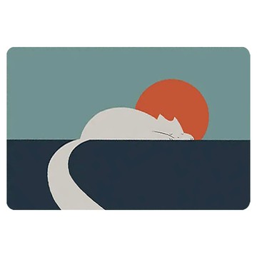 西格傢飾 畢卡喵軟珪藻土防滑吸水地墊 瞬間吸水 快速揮發 柔軟舒適 防滑穩固 易清洗  瞌睡喵  40 x 60cm