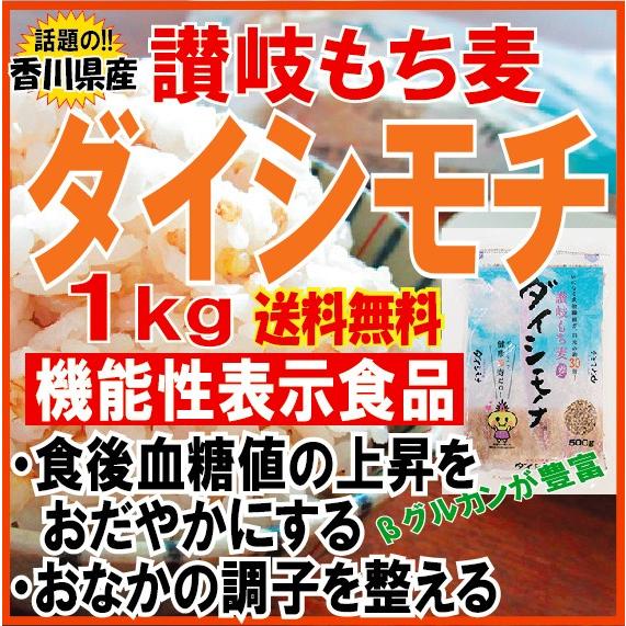 ダイシモチ 讃岐 もち麦 1kg(500ｇ×2袋)　香川県産　送料無料