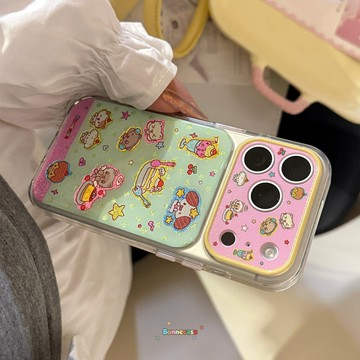 清新色彩蘋果17promax手機殼iphone16透明14全包15適用17卡通鎏金