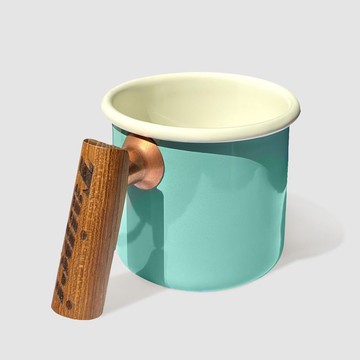 Truvii 柚木把手雙色琺瑯杯 露營杯 - 湖水藍
