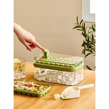 雙層硅膠冰塊模具一鍵出冰家用冰箱自制凍冰塊神器儲存盒按壓冰格