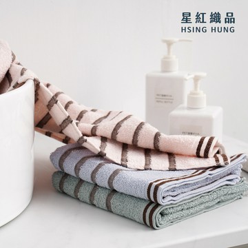 星紅織品台灣製條紋咖啡紗除臭速乾毛巾