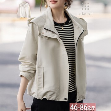 連帽拉鍊口袋風衣外套 M-4XL【795932X】【現+預】☆流行前線☆