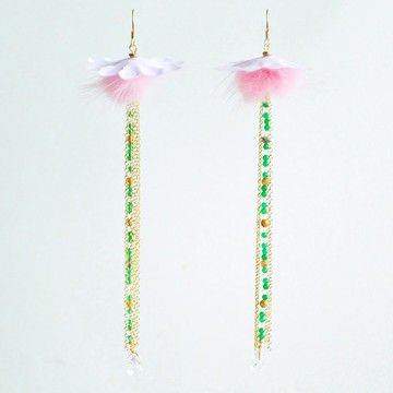 園子－香水合歡 水晶水草玉流蘇耳勾