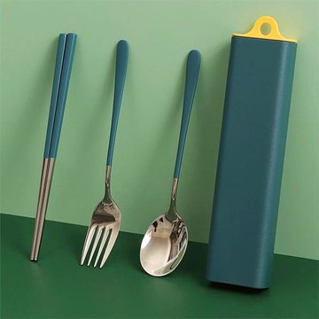 304不銹鋼勺筷便攜餐具套裝兒童筷子勺子學生白領旅行ins風收納盒