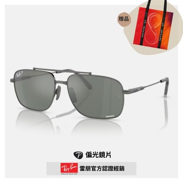 【RayBan 雷朋】雙槓鈦金屬偏光Chromance太陽眼鏡(RB8096-165/GK 59mm)
