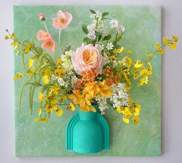 3D 牆面藝術品 蝶舞青韻 佈置設計 仿真花結合