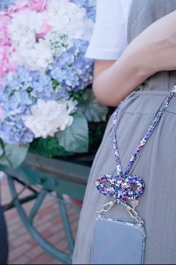 【手機背帶 支援所有手機】可調式手機掛繩  花皮繩(黑色)