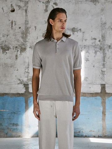 Polo Knit Top_Gray