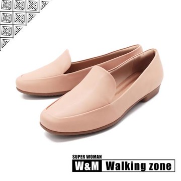 WALKING ZONE SUPER WOMAN系列 百搭方頭平底樂福鞋 女鞋 - 卡其(另有白.黑)