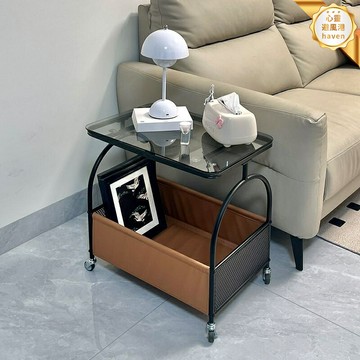 【輕奢移動收納】小邊幾 移動茶几 置物架 小推車 收納架 客廳臥室兩用 鐵藝創意設計 多層儲物 帶輪萬向