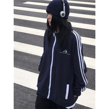 日春多元化全棉休閑立領條紋外套